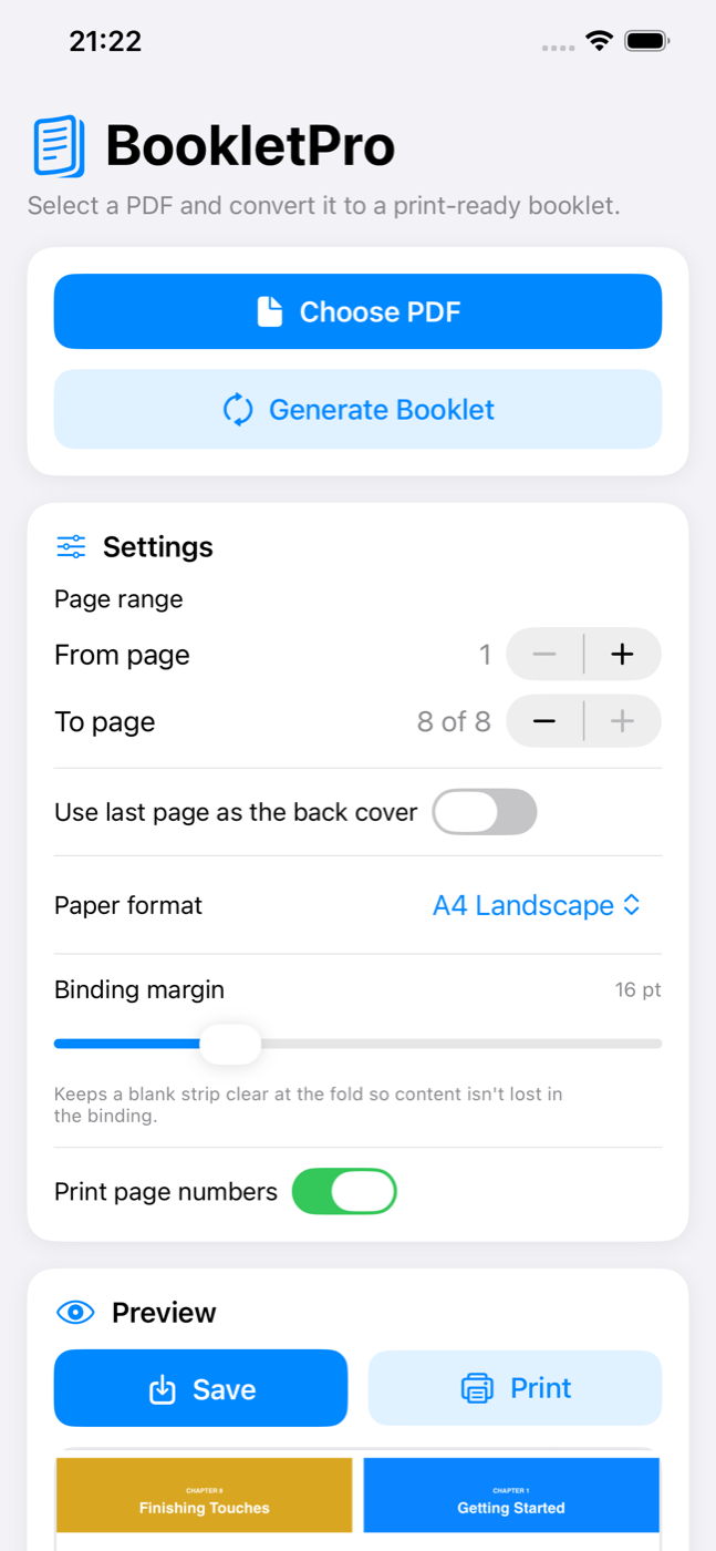 BookletPro on iPhone